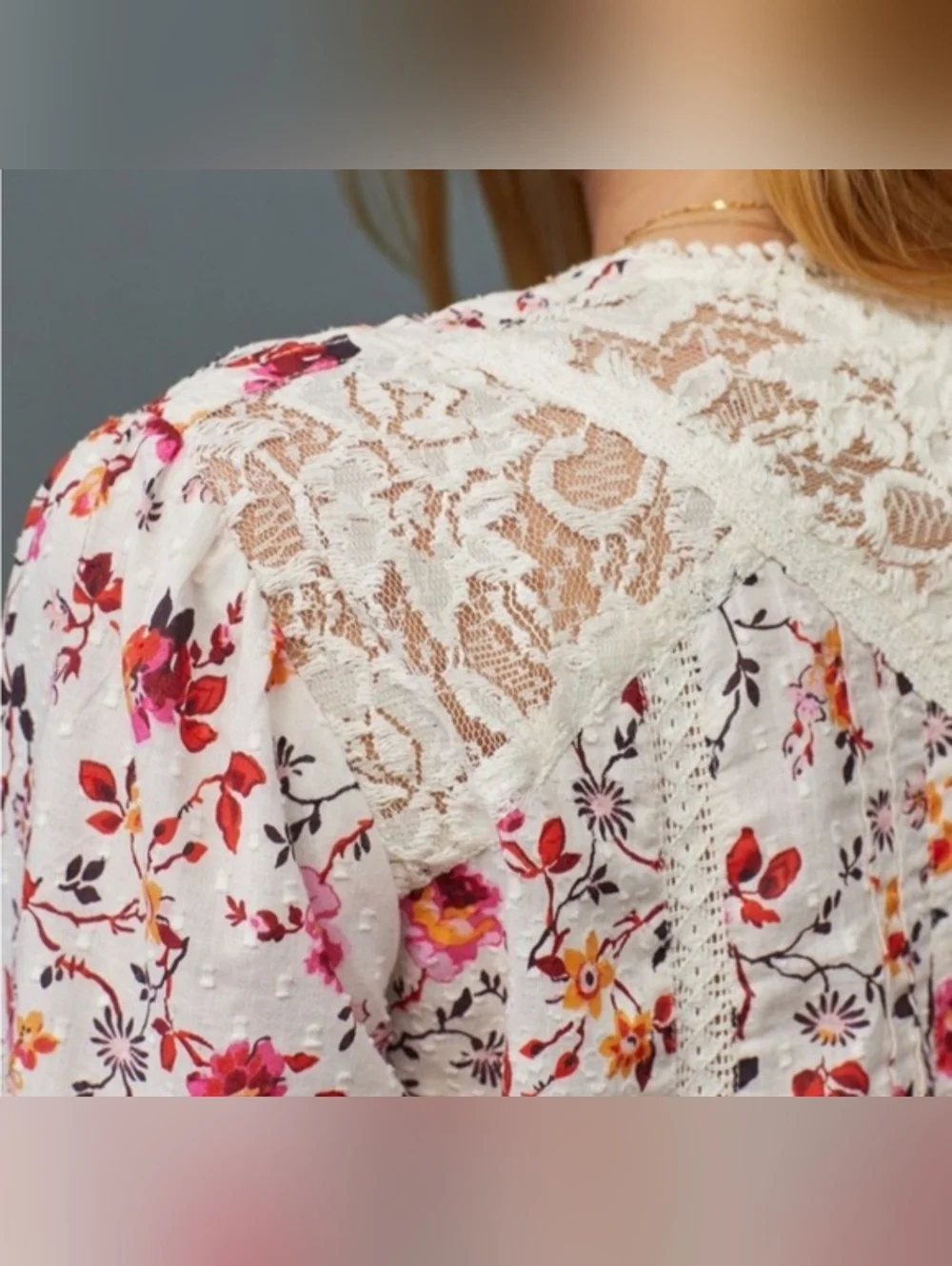 Anthropologie Puff Sleeve Lace Buttondown US 2 Small
